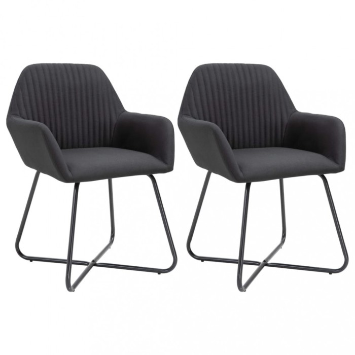 vidaXL Scaune de bucătărie, 2 buc., negru, material textil