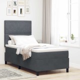 vidaXL Pat cu arcuri cu saltea Gri &icirc;nchis 90 x 200 cm Catifea