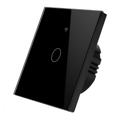 Intrerupator inteligent cu touch, Wifi, 1 canal, 10A, Negru