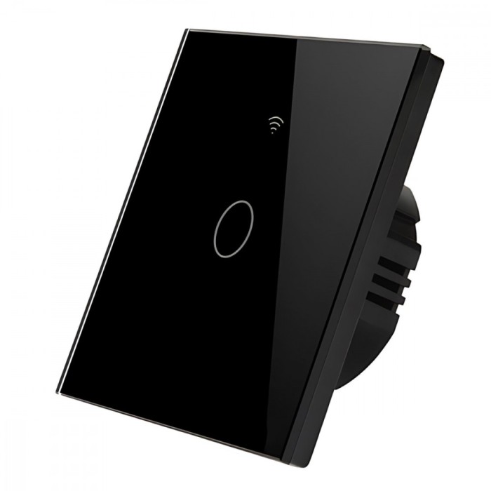 Intrerupator inteligent cu touch, Wifi, 1 canal, 10A, Negru