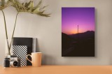 Tablou Canvas Turnul Solitar &icirc;n Amurg Violet Munte Cer Orizont California, 26 x 39 cm, CMCLASS