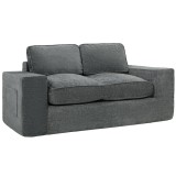 HOMCOM Canapea 2 locuri din chenille, canapea de living 156 cm, șezut și cotiere late căptușite, 2 perne, gri | Aosom Romania