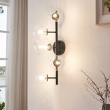 Aplica de perete Makkor cu 5 globuri din sticla, negru, 62x35x24 cm