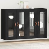 VidaXL Dulapuri montate pe perete 2 piese stejar negru 69,5 x 34 x 90 cm din lemn ingineresc