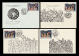 Set 2 plicuri + 2 cartoane tematica istorica Musatini, stampile speciale Suceava