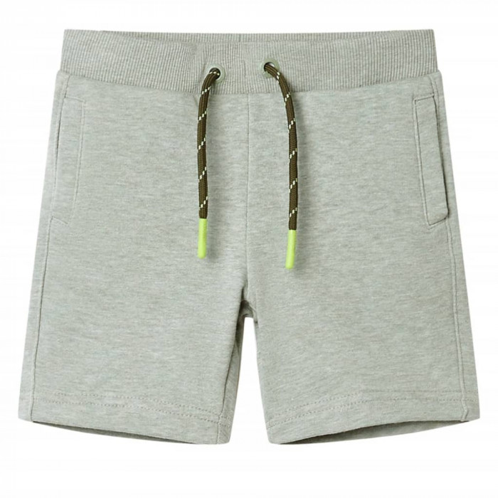 Pantaloni scurti pentru copii cu snur, kaki deschis melanj, 128