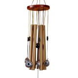 Clopotel de vant Pufo cu 5 tuburi sonore metalice pentru casa sau gradina, model Ochiul lui Fatima, auriu