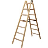 Scara din lemn Brennenstuhl, 2 x 8 trepte, 2.11 m, rezistenta pana la 150kg, maro