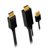 CABLU video LOGILINK, HDMI (T) 1.4 + USB (T) la DisplayPort (T) 1.2, 1m, conectori auriti, rezolutie maxima 4K (3840 x 2160) la 30 Hz, plastic, triplu