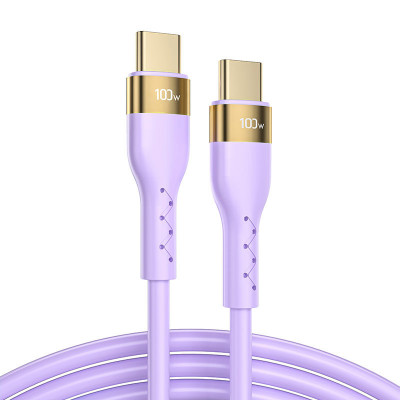 Joyroom Silicon Liquid USB Tip C - Cablu De &amp;icirc;ncărcare/date USB Tip C PD 100W 2m Violet (S-2050N18-10) S-2050N18-10-PURPLE foto