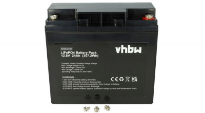 Baterie VHBW LiFePO4 24Ah 12.8V 307.2 Wh Baterie litiu-fosfat de fier pentru rulote foto