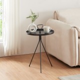 Masuta, en.casa, PXFF-0101 Odal, 65 x 41 cm, metal, negru, rotunda HausGarden Leisure