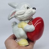 Iepuras cu ou rosu - Bibelou (RAR) portelan romanesc vechi, vintage
