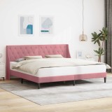 vidaXL Cadru de pat cu headboard Roz 200 x 200 cm Catifea 42027451