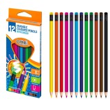Creioane colorate cu radiera, forma hexagonala, mina rezistenta, set 12 bucati, S-Cool