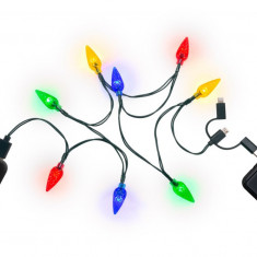 Cablu de incarcare USB pentru smartphone cu lumini LED RGB - Lightning Micro-USB USB type C 90cm Goobay 60339