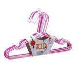 Set 10 umerase pentru hainutele copiilor, metalice, alb/roz, 29 cm