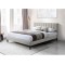 Pat dublu KL Amalia, tapitat cu catifea, somiera inclusa, structura lemn masiv, 160x200 cm, bej
