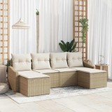 vidaXL Set de canapele pentru grădină 6 pcs Bej Rattan poli