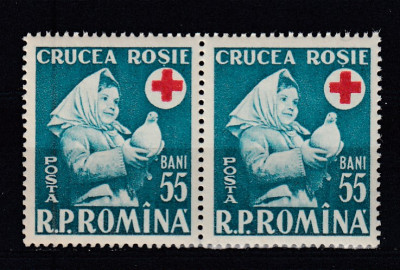 ROMANIA 1957 LP 438 SAPTAMANA CRUCII ROSII PERECHE MNH foto