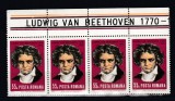 ROMANIA 1970 LP 748 - 200 ANI DE LA NASTEREA LUI BEETHOVEN STRAIF 4 TIMBRE MNH, Nestampilat