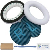 Set 2 bureti pentru casti Bose QuietComfort 25, 15, QC25, QC15, QC2, AE2, SoundTrue 1/2, SoundLink I/II, Over-Ear - Alb-Albastru - Spuma cu memorie