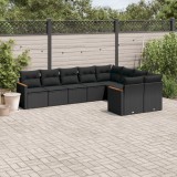 Cumpara ieftin Gossi set mobilier de gradina cu perne, 9 piese, negru, poliratan