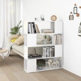 Bibliotecă/Separator cameră, alb extralucios, 100x24x124 cm