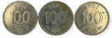 Coreea de Sud , lot 23 - 3 buc x 100 Won 2000 , 2002 , 2003, Asia, Cupru-Nichel