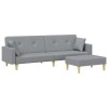 Canapea extensibila cu taburet, 2 locuri, gri deschis, textil