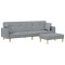 Canapea extensibila cu taburet, 2 locuri, gri deschis, textil