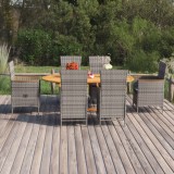 VidaXL Set de masă pentru grădină, 7 piese, gri, poliratan 3070770
