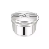 Set Vase Camping Inox 7 Piese Kinghoff: Oale, Cratite, Farfurie, Ceasca, Tacamuri - 15.4/15/13cm