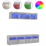 Cumpara ieftin Unitati TV de perete cu LED-uri 5 piese gri beton lemn compozit