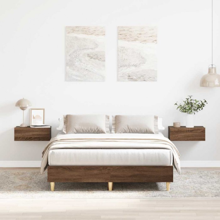 vidaXL Cadru pat fără saltea Stejar maro 135x190 cm Lemn prelucrat 861072