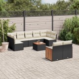vidaXL Set canapele de grădină cu perne, 10 piese, negru, poliratan 3260376