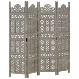 VidaXL Paravan cameră sculptat manual 4 panouri gri 160x165 cm mango