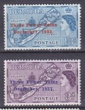 DB1 Colonii Bermuda 1953 Supratipar Trei Puteri 2 v. MNH, Nestampilat