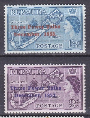 DB1 Colonii Bermuda 1953 Supratipar Trei Puteri 2 v. MNH foto