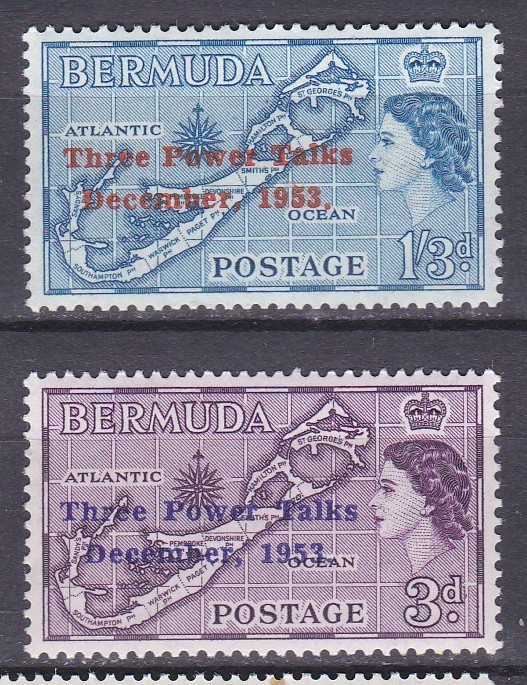 DB1 Colonii Bermuda 1953 Supratipar Trei Puteri 2 v. MNH