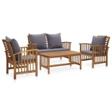 vidaXL Set mobilier grădină cu perne, 4 piese, lemn masiv de acacia