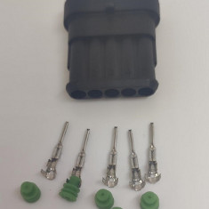 Set conector cablu Superseal 1.5 tata mufa 5 pin 5 pini inclusi + 5 garnituri incluse IP67 TE Connectivity 282107-1-SET-M