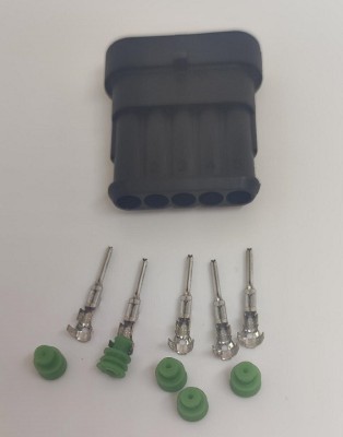 Set conector cablu Superseal 1.5 tata mufa 5 pin 5 pini inclusi + 5 garnituri incluse IP67 TE Connectivity 282107-1-SET-M foto