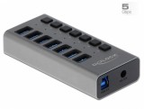 HUB cu 7 porturi USB 3.0 + Switch On/Off, Delock 63669