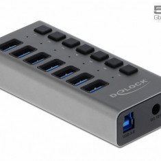 HUB cu 7 porturi USB 3.0 + Switch On/Off, Delock 63669