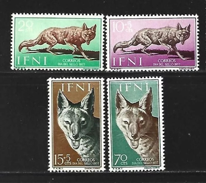 IFNI-ZIUA TIMBRULUI 1957-Fauna-Serie completa de 4 timbre Michel 167-170-MNH