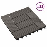 vidaXL Plăci Pardoseală WPC Maro &Icirc;nchis 30x30cm, 2mp, 22 Bucăți - Deck Terasa, Balcon, Piscina, Pavaj Exterior Compozit Durabil