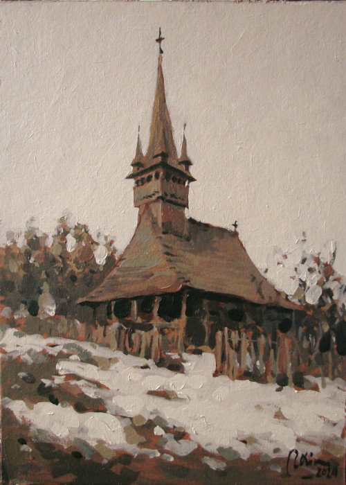 Pictura, Biserica de lemn din Ag&acirc;rbiciu,ulei carton