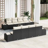 Cumpara ieftin Set de canapele pentru grădină cu pernă 7 pcs negru și crem