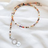 Colier la baza gatului argintiu cu cristale - zodia leu